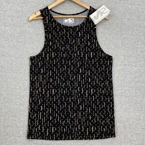 S2 Sportswear Top Womens Medium Black Gold Tank Sleeveless Moisture Transfer NEW